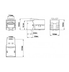 KJ9-8P8C-C5e-90-BK Вставка Keystone Jack RJ-45(8P8C), категория 5e, черная Hyperline