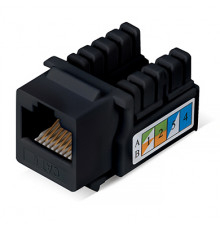 Cabeus KJ-RJ45-Cat.6-90-BK Вставка Keystone Jack RJ-45, категория 6, заделка тип 110, черная