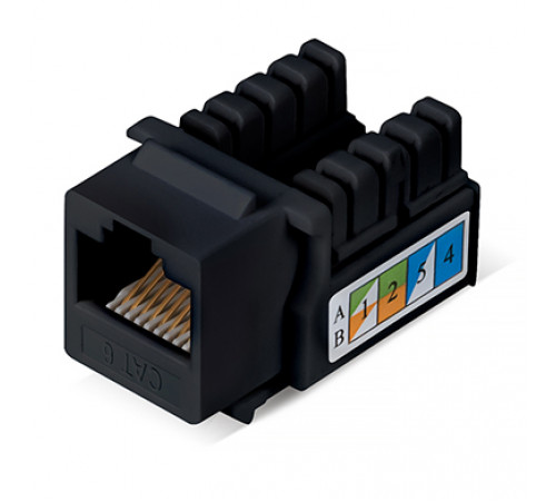 Cabeus KJ-RJ45-Cat.6-90-BK Вставка Keystone Jack RJ-45, категория 6, заделка тип 110, черная