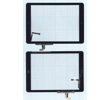 Сенсорное стекло (тачскрин) для iPad Air (A1474, A1475, A1476) черное с кнопкой OEM