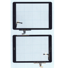 Сенсорное стекло (тачскрин) для iPad Air (A1474, A1475, A1476) черное с кнопкой OEM