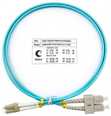 Cabeus FOP-50-LC-SC-1m Шнур оптический duplex LC-SC 50/125 mm OM3 1м LSZH