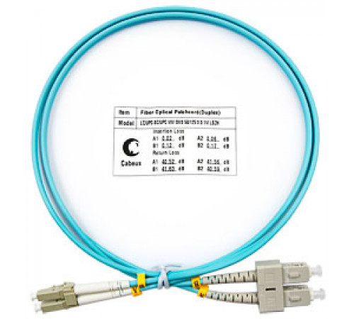 Cabeus FOP-50-LC-SC-1m Шнур оптический duplex LC-SC 50/125 mm OM3 1м LSZH