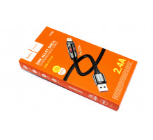 Кабель USB HOCO U136 Prize, USB - Lightning, 2.4А, 1.2м, черный