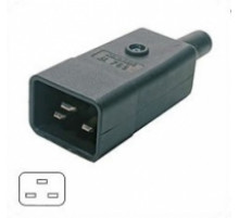 CON-IEC320C20 Вилка электрическая кабельная, IEC 60320, C20, 16A, 250V, разборная, черная, Hyperline