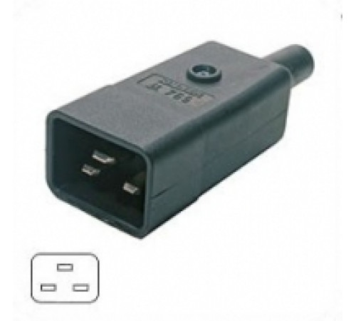 CON-IEC320C20 Вилка электрическая кабельная, IEC 60320, C20, 16A, 250V, разборная, черная, Hyperline