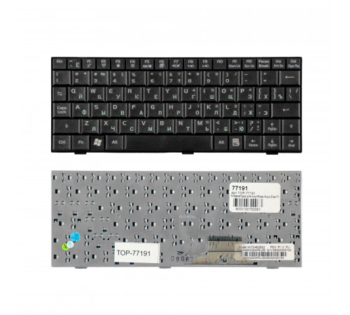 Клавиатура для ноутбука Asus Eee PC PC 700, 900, 4G Series. Плоский Enter. Черная, без рамки. PN: V072462BS2.