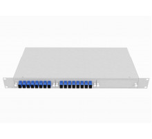 Кросс оптический стоечный 19", 16 SC/UPC адаптеров, одномодовый, 1U, серый, укомплектованный, TopLAN