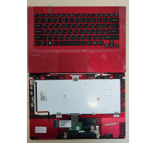 Клавиатура для ноутбука Sony Vaio VPC-SB, VPC-SD черная, верхняя панель в сборе (красная)