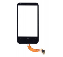 Сенсорное стекло (тачскрин) для Nokia Lumia 620 черное с рамкой
