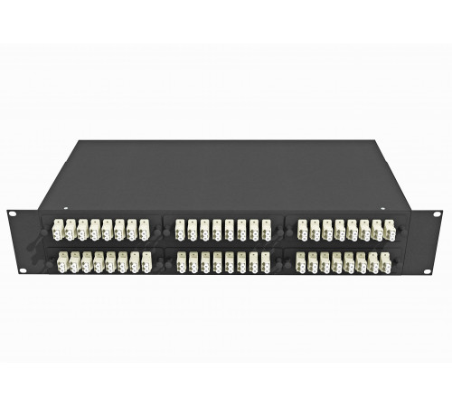 Кросс оптический стоечный 19", 96 LC/UPC адаптеров, многомодовый (50/125), 2U, черный, укомплектованный, TopLAN