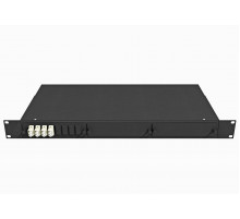 Кросс оптический стоечный 19", 8 LC/UPC адаптеров, многомодовый, 1U, черный, укомплектованный,  TopLAN