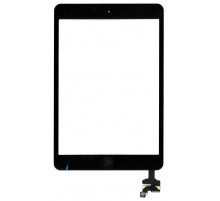 Сенсорное стекло (тачскрин) Ipad mini + stiker + IC с кнопкой Home (A1432 A1454 A1455) черное OEM
