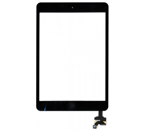 Сенсорное стекло (тачскрин) Ipad mini + stiker + IC с кнопкой Home (A1432 A1454 A1455) черное OEM