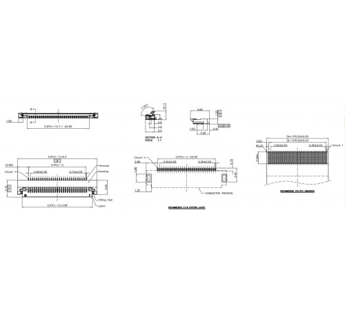 Разъем FPC Flip-Lock 0512-DX-4PWB 4 pin высота 1,2мм шаг 0,5мм