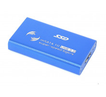 Бокс для SSD диска MSATA с выходом USB 3.0 алюминиевый, синий