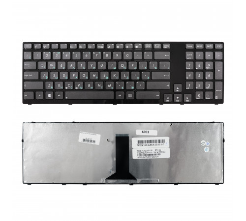 Клавиатура для ноутбука Asus K95, K93, A95, X93 Series. Плоский Enter. Черная, с черной рамкой. PN: V126202AK2.