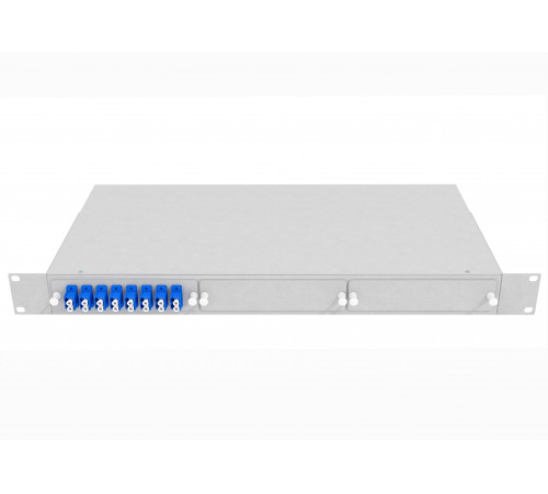 Кросс оптический стоечный 19", 16 LC/UPC адаптеров, одномодовый, 1U, серый, укомплектованный, TopLAN