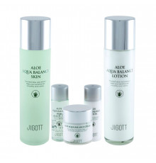 Jigott Набор для лица с экстрактом алоэ / Aloe Aqua Balance Skin Care 3 Set, 150 мл*2, 50 мл, 30 мл*2