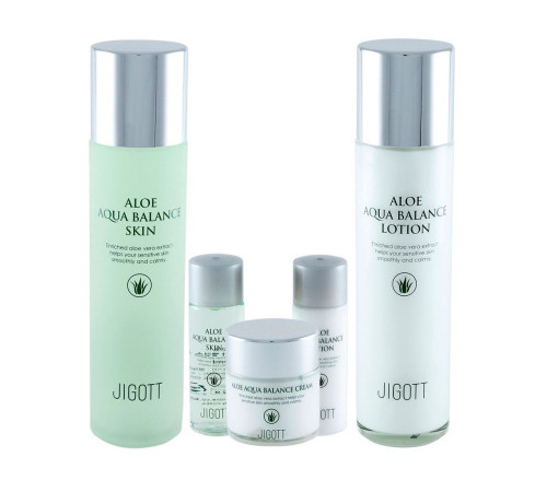 Jigott Набор для лица с экстрактом алоэ / Aloe Aqua Balance Skin Care 3 Set, 150 мл*2, 50 мл, 30 мл*2