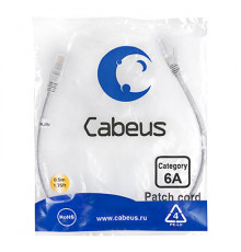 Cabeus PC-UTP-RJ45-Cat.6a-0.5m-LSZH Патч-корд U/UTP, категория 6а (10G), 2xRJ45/8p8c, неэкранированный, серый, LSZH, 0.5м