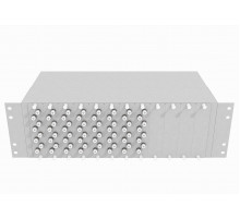 Кросс оптический стоечный 19", 64 FC/UPC адаптеров, многомодовый (50/125), 3U, серый, укомплектованный, TopLAN