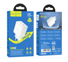 Блок питания (сетевой адаптер) HOCO N35 Streamer dual-port PD45W(2 Type-С), белый