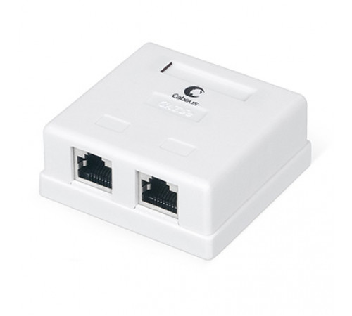 Cabeus WS-8P8C-Cat.5e-SH-2 Розетка компьютерная RJ-45(8P8C), категория 5e, экранированная, двойная, внешняя, Dual IDC