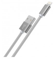 Кабель USB HOCO X2 knitted, USB - Lightning, 2.4А, 1м, серый