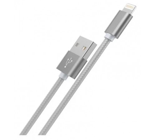 Кабель USB HOCO X2 knitted, USB - Lightning, 2.4А, 1м, серый