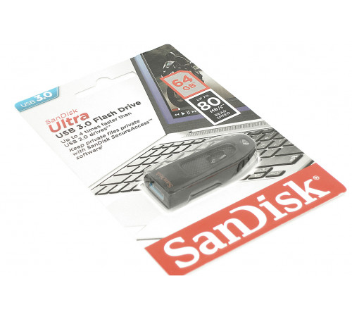 Флешка USB 64Гб SANDISK Ultra, черная