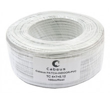 Cabeus TC 4x7x0.12-PATCH-INDOOR-PVC Кабель телефонный, плоский, 4 провода, многожильный, белый (100м)