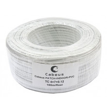 Cabeus TC 4x7x0.12-PATCH-INDOOR-PVC Кабель телефонный, плоский, 4 провода, многожильный, белый (100м)