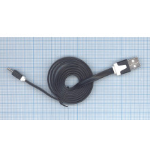 Плоский кабель Color USB-microUSB 1.0m USB-2.0 Black (Черный)