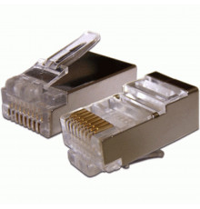 Коннектор RJ45 STP 8P8C, универсальный, со вставкой, cat.6, 100 шт. TWT-PL45/S-8P8C-6V