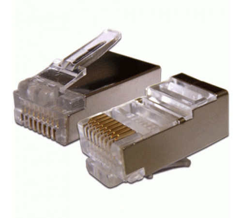 Коннектор RJ45 STP 8P8C, универсальный, со вставкой, cat.6, 100 шт. TWT-PL45/S-8P8C-6V