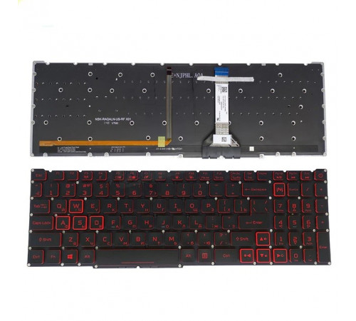 Клавиатура для ноутбука Acer Nitro AN515-45, AN515-56, AN515-57, AN517-41, AN517-57, черная, кнопки красные, с подсветкой (стрелки в рамке)