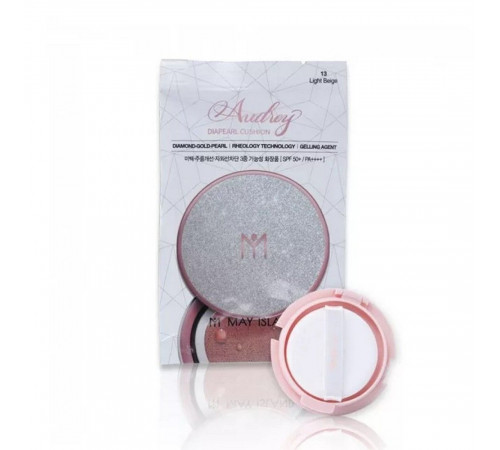 May Island Сменный блок для кушона с жемчужной пудрой №13 / Audrey Dia Pearl Cushion №13 Light Beige (Refill) SPF 50+/PA++++