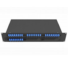 Кросс оптический стоечный 19", 32 SC/UPC адаптера, одномодовый, 2U, черный, укомплектованный, TopLAN