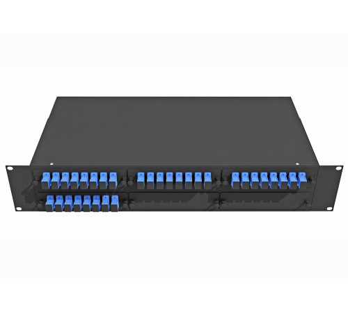 Кросс оптический стоечный 19", 32 SC/UPC адаптера, одномодовый, 2U, черный, укомплектованный, TopLAN