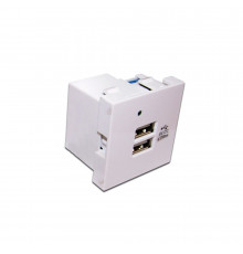 Модуль USB-зарядки, 2 порта, 45x45, белый  LAN-EZ45x45-2U/R2-WH