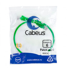 Cabeus PC-UTP-RJ45-Cat.6-0.5m-GN Патч-корд U/UTP, категория 6, 2xRJ45/8p8c, неэкранированный, зеленый, PVC, 0.5м