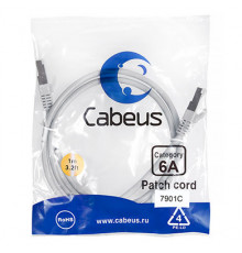 Cabeus PC-SSTP-RJ45-Cat.6a-1m-LSZH Патч-корд S/FTP, категория 6а (10G), 2xRJ45/8p8c, экранированный, серый, LSZH, 1м