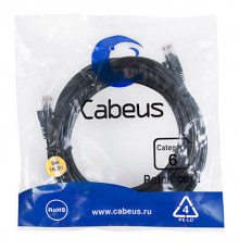 Cabeus PC-UTP-RJ45-Cat.6-5m-BK Патч-корд U/UTP, категория 6, 2xRJ45/8p8c, неэкранированный, черный, PVC, 5м