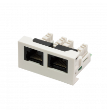 Вставка Mosaic 22.5x45 2xRJ45 Cat.6, белая   LAN-WA-LP-2x45/6-WH