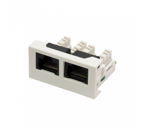 Вставка Mosaic 22.5x45 2xRJ45 Cat.6, белая   LAN-WA-LP-2x45/6-WH