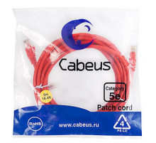 Cabeus PC-UTP-RJ45-Cat.5e-5m-RD Патч-корд U/UTP, категория 5е, 2xRJ45/8p8c, неэкранированный, красный, PVC, 5м