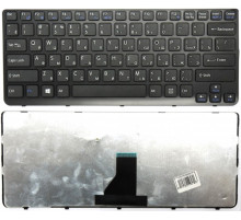 Клавиатура для ноутбука Sony Vaio SVE14A, SVE14A2M6EW, SVE14A1C5E, SVE14A1M6EP, SVE14A1X1R, SVE14A1V6R, SVE14A1V1R, SVE14A2V1R черная, с рамкой