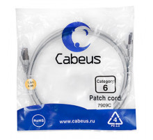 Cabeus PC-FTP-RJ45-Cat.6-1.5m-LSZH Патч-корд F/UTP, категория 6, 2xRJ45/8p8c, экранированный, серый, LSZH, 1.5м