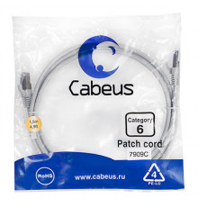 Cabeus PC-FTP-RJ45-Cat.6-1.5m-LSZH Патч-корд F/UTP, категория 6, 2xRJ45/8p8c, экранированный, серый, LSZH, 1.5м